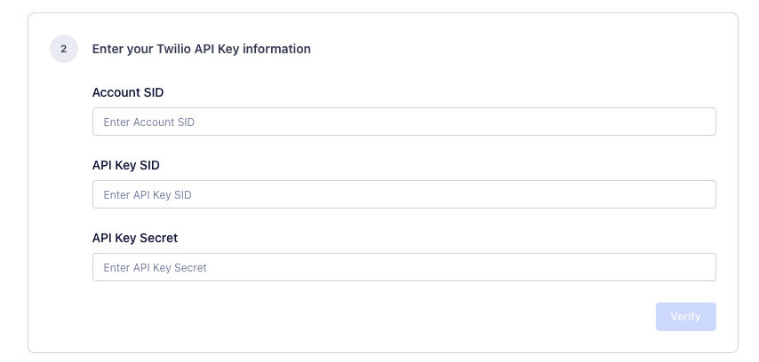 Entering Twilio API key into Engage Entering Twilio API key into Engage